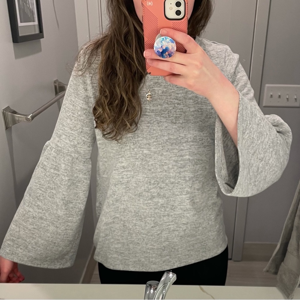 a.n.a Gray Bell Sleeve Sweater